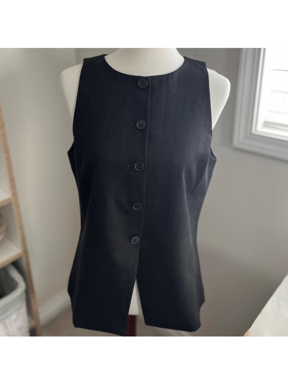 NEW Madewell Crewneck Cutaway Vest Drapey Twill Sz 8 TRUE BLACK Tank $98 #NW061 - Picture 14 of 16